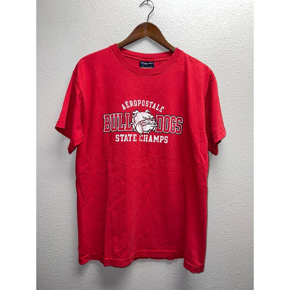 Vintage Aeropostale State Champs Shirt Bull Dogs Bulldogs Red Graphic tee Large